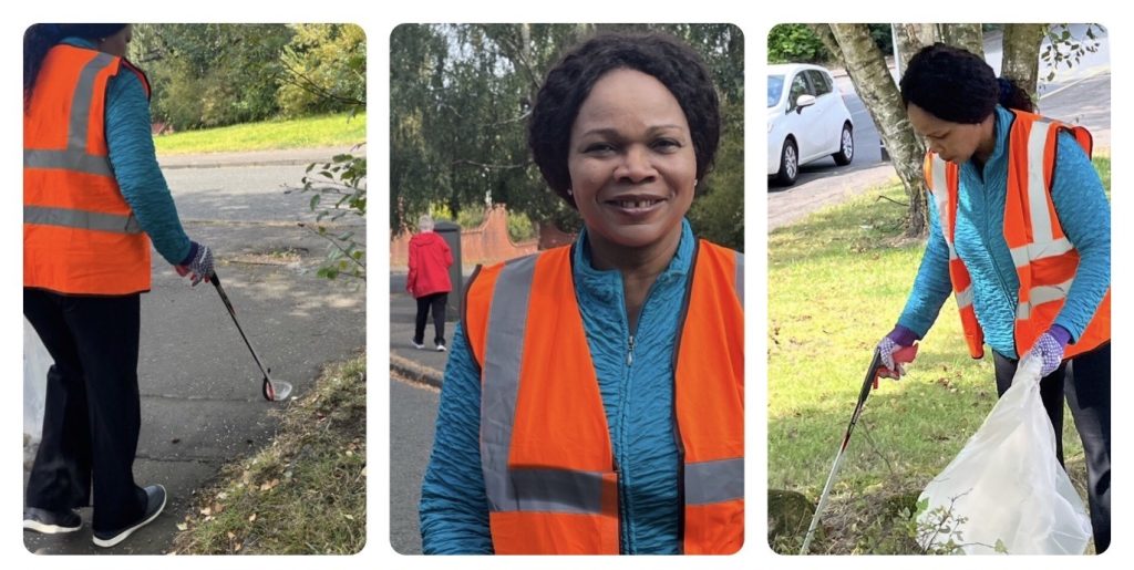 Josephine litter picking around the community